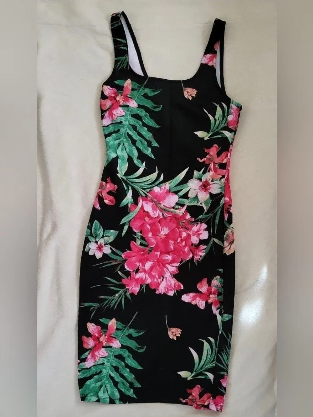 Bodycon Fitted Midi Floral Dress Medium